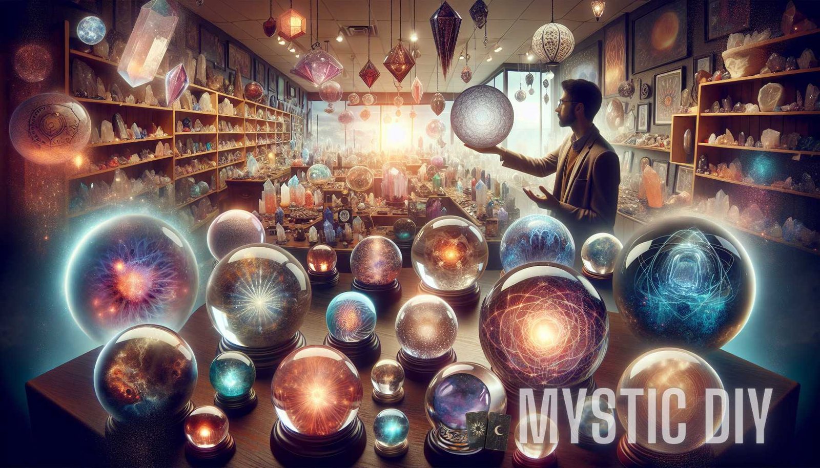 Illustration pour la section : Les magasins locaux de métaphysique et de cristal proposent souvent une large sélection de boules de cristal. Visitez ces sto - guide boule de cristal